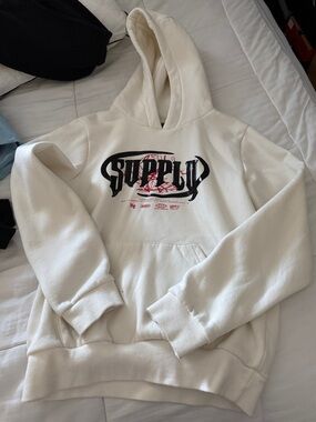 Supply Graphic Logo Cream Hoodie for Kids